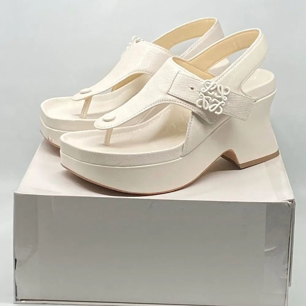 Loewe Ease leather platform thong sandals size 38